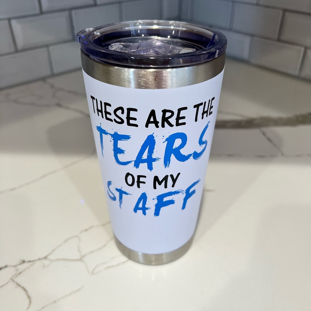 Funny Insulated Tumbler with Blue Text